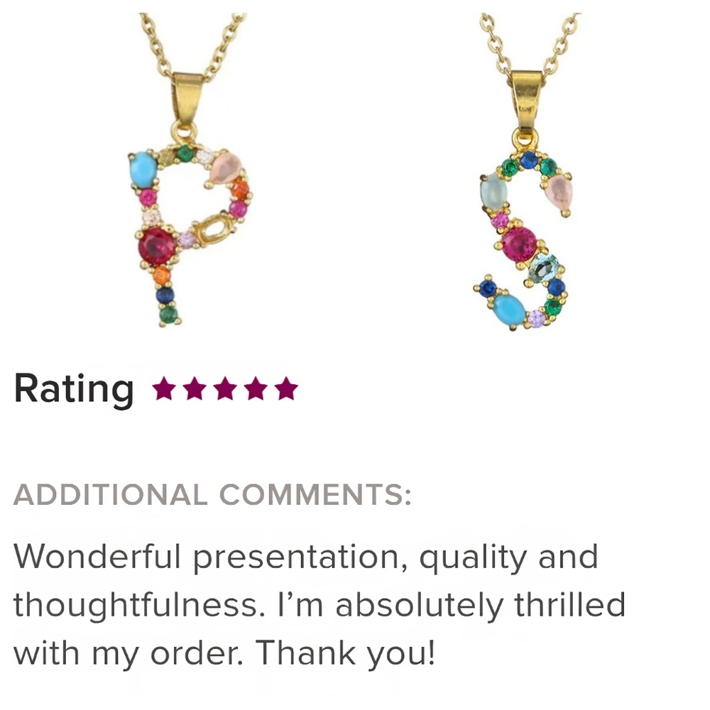 S Letter Pendant Necklace Multicolor Rhinestones Gold Tone Chain - Picture 3 of 16